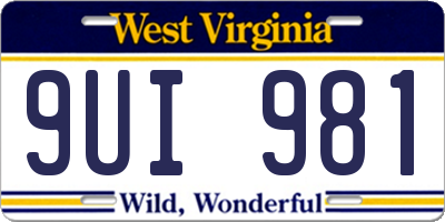 WV license plate 9UI981