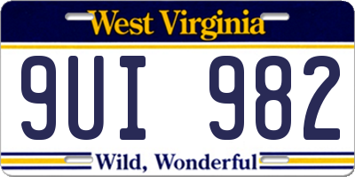 WV license plate 9UI982