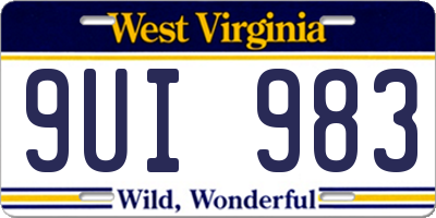 WV license plate 9UI983