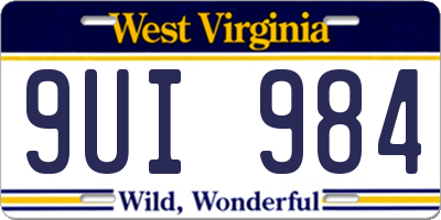 WV license plate 9UI984