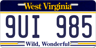 WV license plate 9UI985