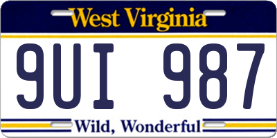 WV license plate 9UI987