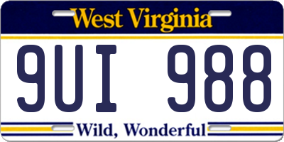 WV license plate 9UI988