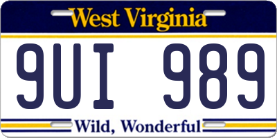 WV license plate 9UI989