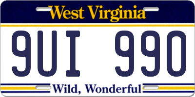 WV license plate 9UI990