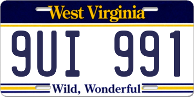WV license plate 9UI991