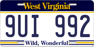 WV license plate 9UI992