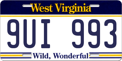 WV license plate 9UI993