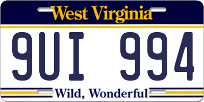 WV license plate 9UI994