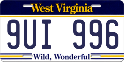 WV license plate 9UI996