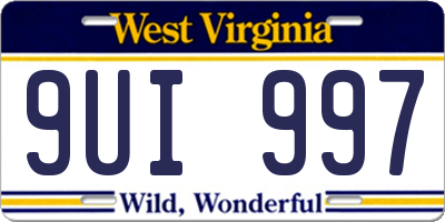 WV license plate 9UI997