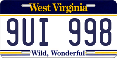 WV license plate 9UI998