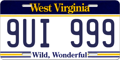 WV license plate 9UI999