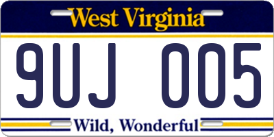 WV license plate 9UJ005