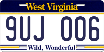 WV license plate 9UJ006
