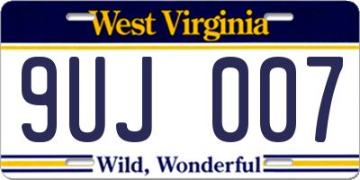 WV license plate 9UJ007