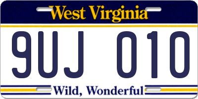 WV license plate 9UJ010