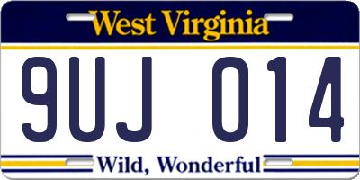 WV license plate 9UJ014