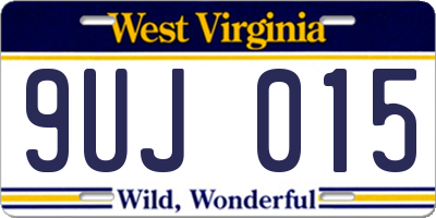 WV license plate 9UJ015