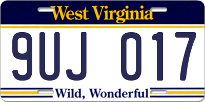 WV license plate 9UJ017
