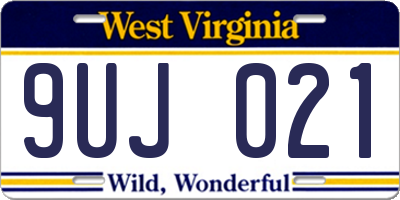 WV license plate 9UJ021