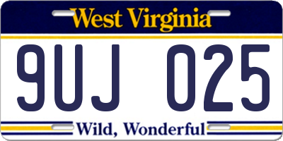 WV license plate 9UJ025