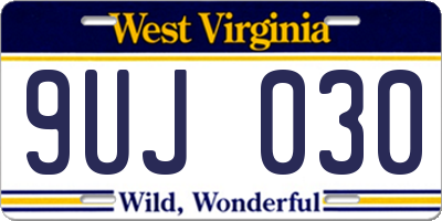 WV license plate 9UJ030