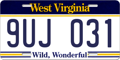 WV license plate 9UJ031