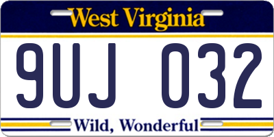 WV license plate 9UJ032