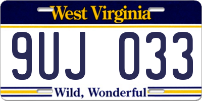 WV license plate 9UJ033
