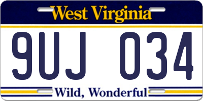 WV license plate 9UJ034