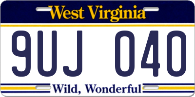 WV license plate 9UJ040