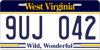 WV license plate 9UJ042