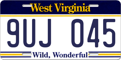 WV license plate 9UJ045