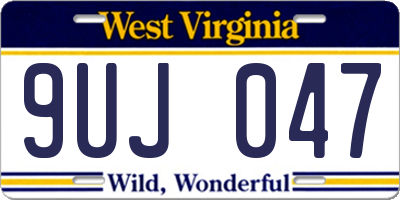 WV license plate 9UJ047