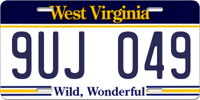 WV license plate 9UJ049
