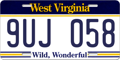 WV license plate 9UJ058