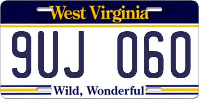 WV license plate 9UJ060