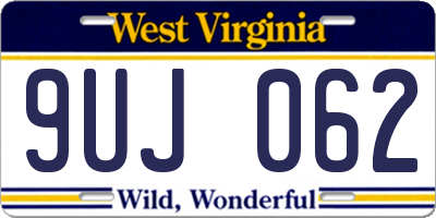 WV license plate 9UJ062