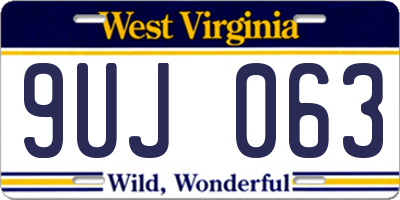 WV license plate 9UJ063