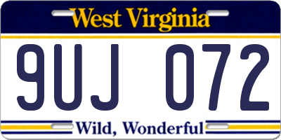 WV license plate 9UJ072