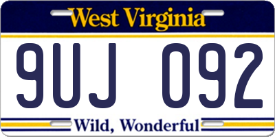 WV license plate 9UJ092