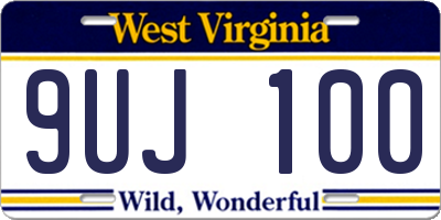 WV license plate 9UJ100
