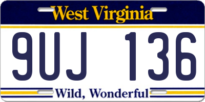 WV license plate 9UJ136