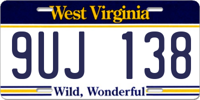 WV license plate 9UJ138