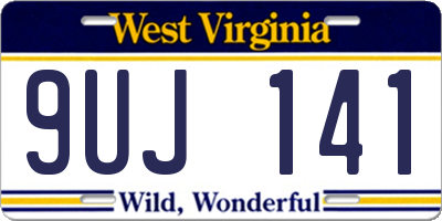 WV license plate 9UJ141