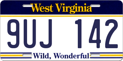 WV license plate 9UJ142