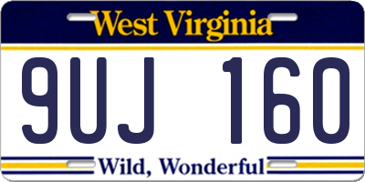 WV license plate 9UJ160