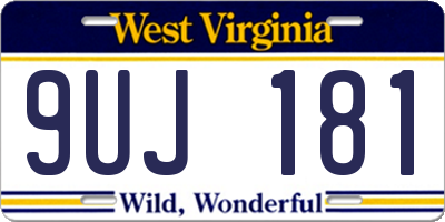 WV license plate 9UJ181