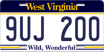 WV license plate 9UJ200